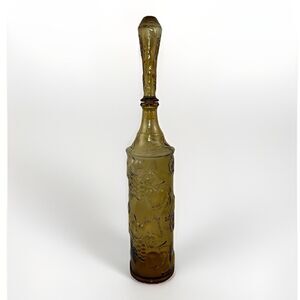 MCM Empoli Italian Ember Glass Decanter Genie Bottle Grape Fruit 20.5” W Stopper